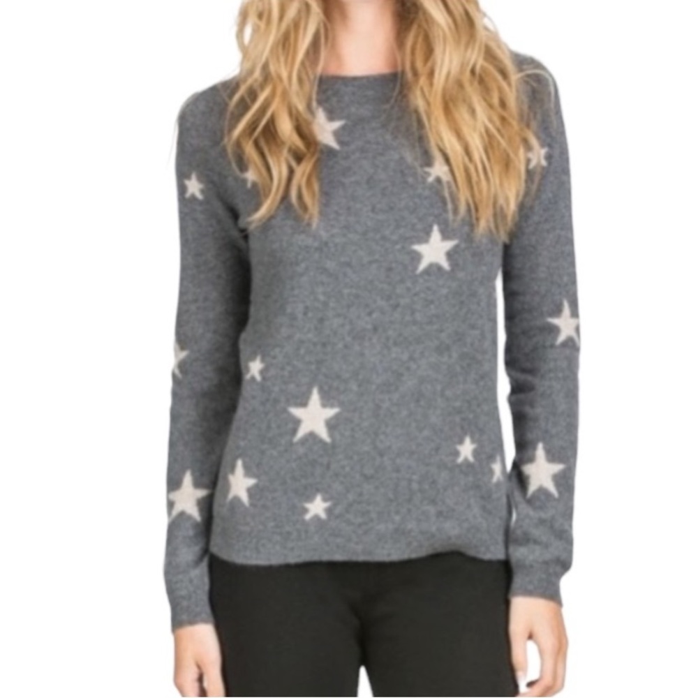 Ply Cashmere Gray Star Sweater - M